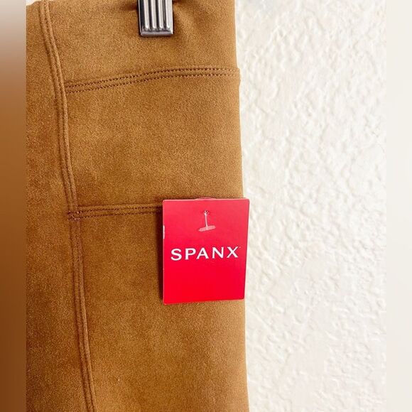 Spanx Faux Suede Leggings Rich Caramel Stretch High Rise. NWT. Large - Picture 9 of 14